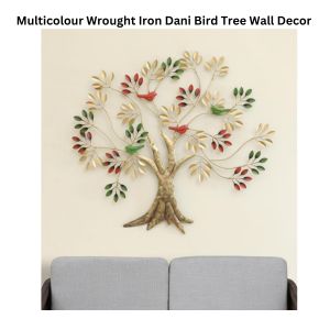 Multicolour Wrought Iron Dani Bird Tree Wall Decor