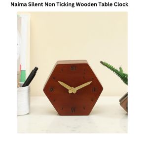 Naima Silent Non Ticking Wooden Table Clock