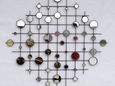 Small Mirrors Bronze Color Metal Wall Art