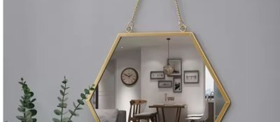 Modern Luxury Hexagonal Decorative Gold Hanging Wall Mirror