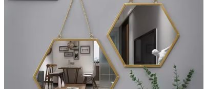 Modern Luxury Hexagonal Decorative Gold Wall Mirror