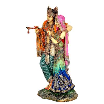 Resin and Bonded Bronze Cold Cast Radha Krishna Idol 11 Inches