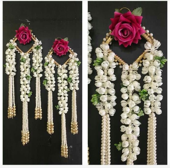 Beautiful Shining Decorative Shubh Labh with Pearl Hangings